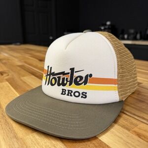 Howler Brothers SnapBack Hat Foam Dome Mesh Trucker Olive Tan Orange Yellow
